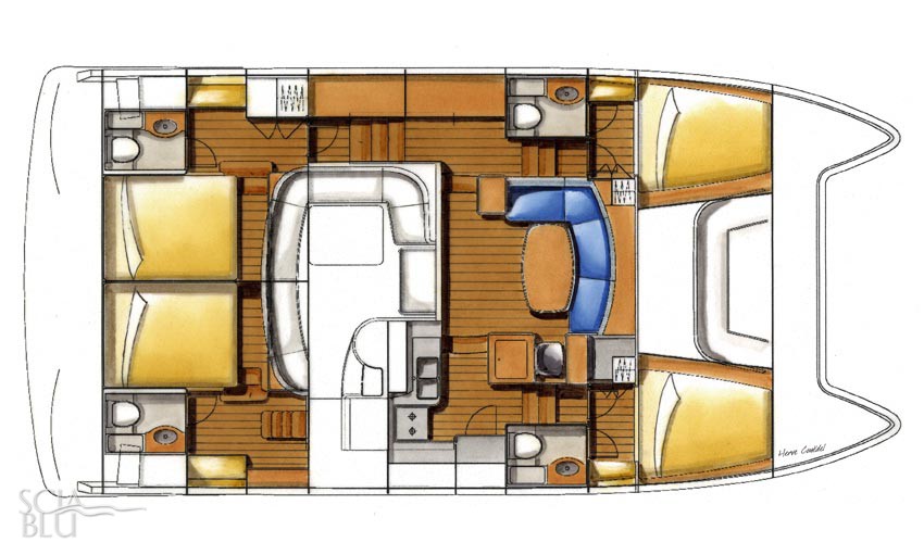 Lagoon 44 power: layout ver. 4 cabine