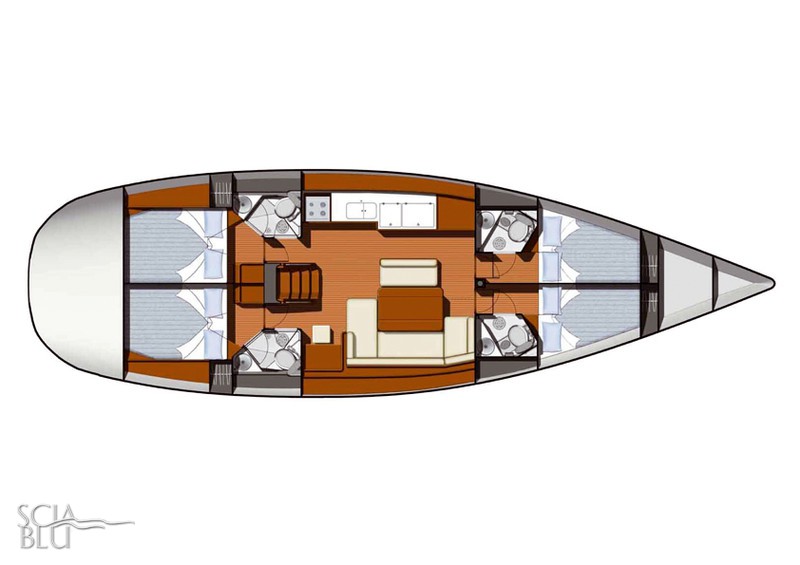 Sun Odyssey 49i: layout versione 4 cabine