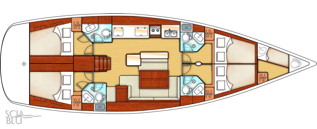 Oceanis 50 family: layout 4 + 1 cabina