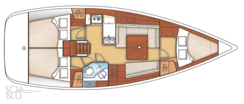 Oceanis 37: layout versione 3 cabine