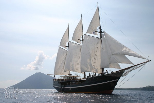 Lo schooner in navigazione