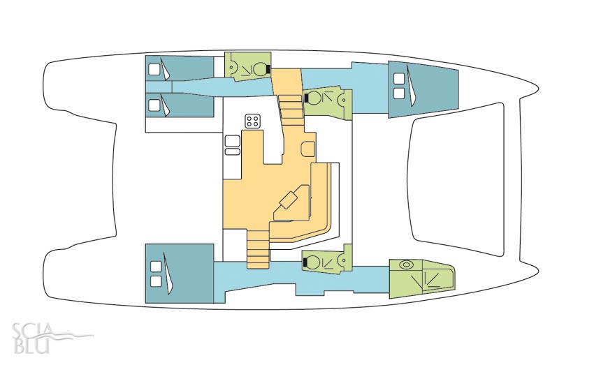 Catana 50 oc, layout (vers. 3 cabine)