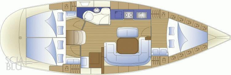 Bavaria 38: layout versione 3 cabine