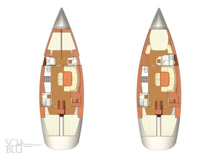 Dufour 455: layouts 3 e 4 cabine