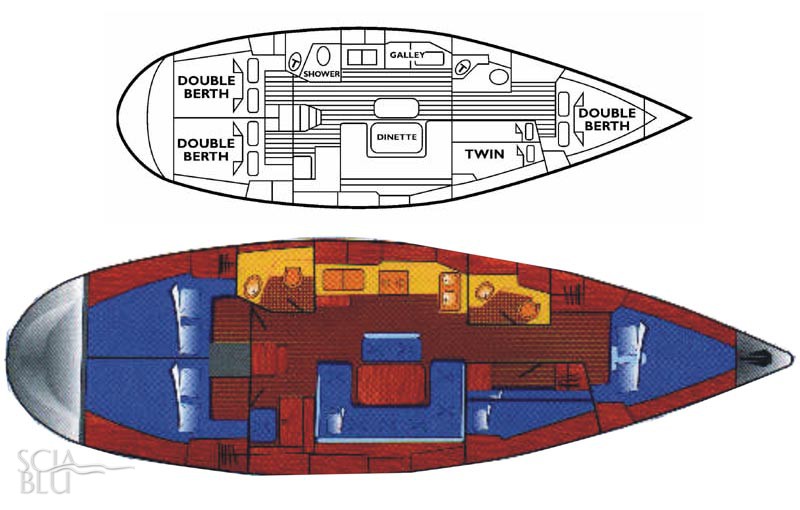 Bavaria 42: layout versione 4 cabine