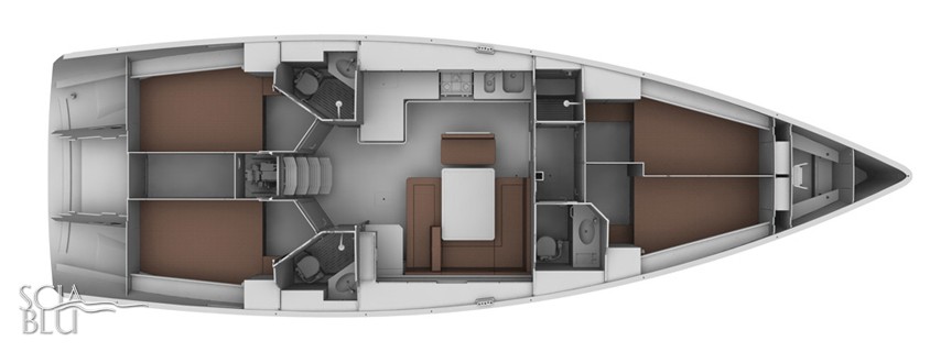 Bavaria 45 cruiser: layout versione charter