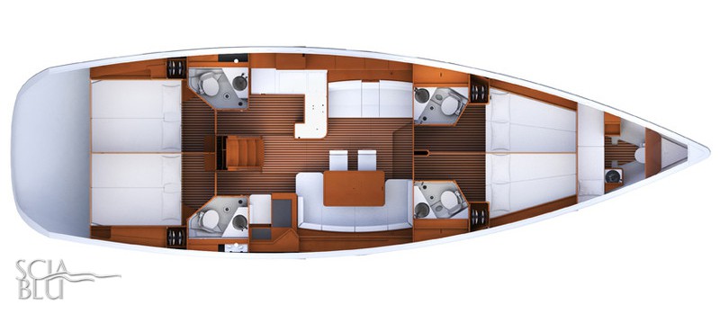 Jeanneau 53: layout 4 cabine